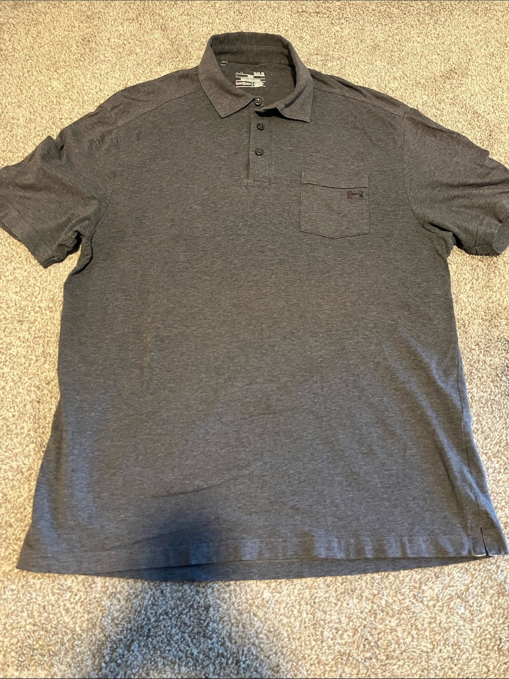 UNDER ARMOUR CHARGED COTTON (CC) POCKET POLO GRAY HEATGEAR SIZE L